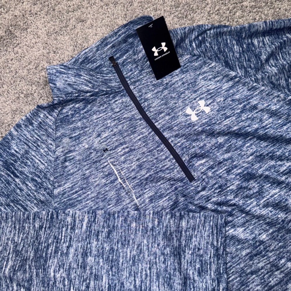 Under Armour Tech 2.0 1/2 Zip Mens Stretch Pullover Blue Large NEW